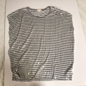 Michael Kors Gray and White Sequin Blouse